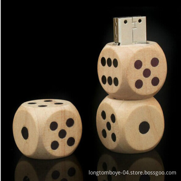 Wooden Dice-Shaped USB Flash Drive